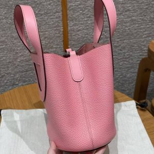 Hermes In the Loop 18 Bag Handmade In Taurillon Clemence Leather Sliver Hardware 1Q Rose Confetti - Image 16