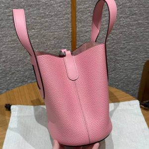 Hermes In the Loop 18 Bag Handmade In Taurillon Clemence Leather Sliver Hardware 1Q Rose Confetti - Image 15