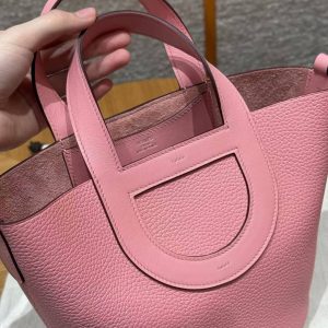 Hermes In the Loop 18 Bag Handmade In Taurillon Clemence Leather Sliver Hardware 1Q Rose Confetti - Image 11