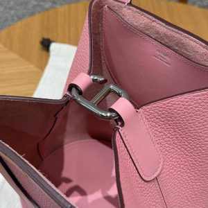 Hermes In the Loop 18 Bag Handmade In Taurillon Clemence Leather Sliver Hardware 1Q Rose Confetti - Image 8