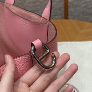 Hermes In the Loop 18 Bag Handmade In Taurillon Clemence Leather Sliver Hardware 1Q Rose Confetti - Image 3