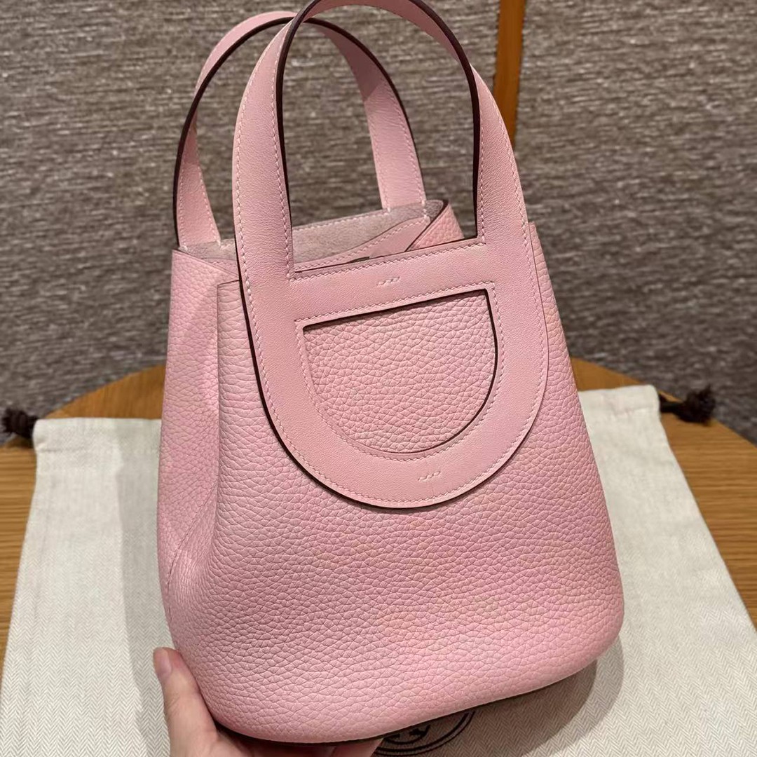 Hermes In the Loop 18 Bag Handmade In Taurillon Clemence Leather Sliver Hardware 3Q Rose Sakura