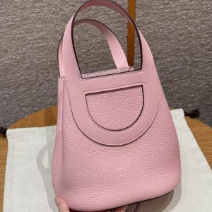 Hermes In the Loop 18 Bag Handmade In Taurillon Clemence Leather Sliver Hardware 3Q Rose Sakura - Image 2