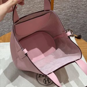 Hermes In the Loop 18 Bag Handmade In Taurillon Clemence Leather Sliver Hardware 3Q Rose Sakura - Image 11