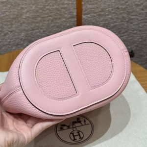 Hermes In the Loop 18 Bag Handmade In Taurillon Clemence Leather Sliver Hardware 3Q Rose Sakura - Image 10