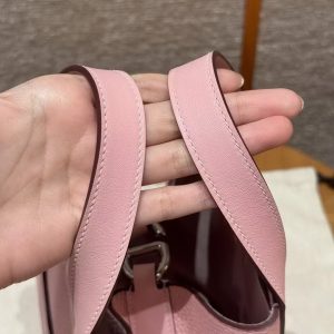Hermes In the Loop 18 Bag Handmade In Taurillon Clemence Leather Sliver Hardware 3Q Rose Sakura - Image 6