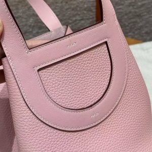 Hermes In the Loop 18 Bag Handmade In Taurillon Clemence Leather Sliver Hardware 3Q Rose Sakura - Image 4