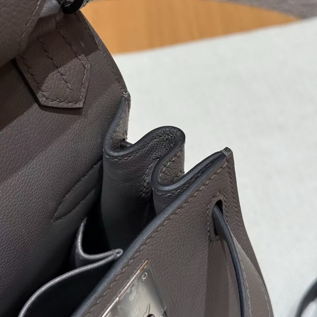 Hermes Jypsiere 28 Bag Handmade In Evercolor Calfskin Leather Silver Hardware 0L Girs Meyer - Image 5