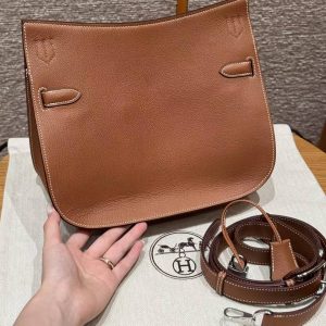 Hermes Jypsiere 28 Bag Handmade In Evercolor Calfskin Leather Silver Hardware 37 Gold - Image 2
