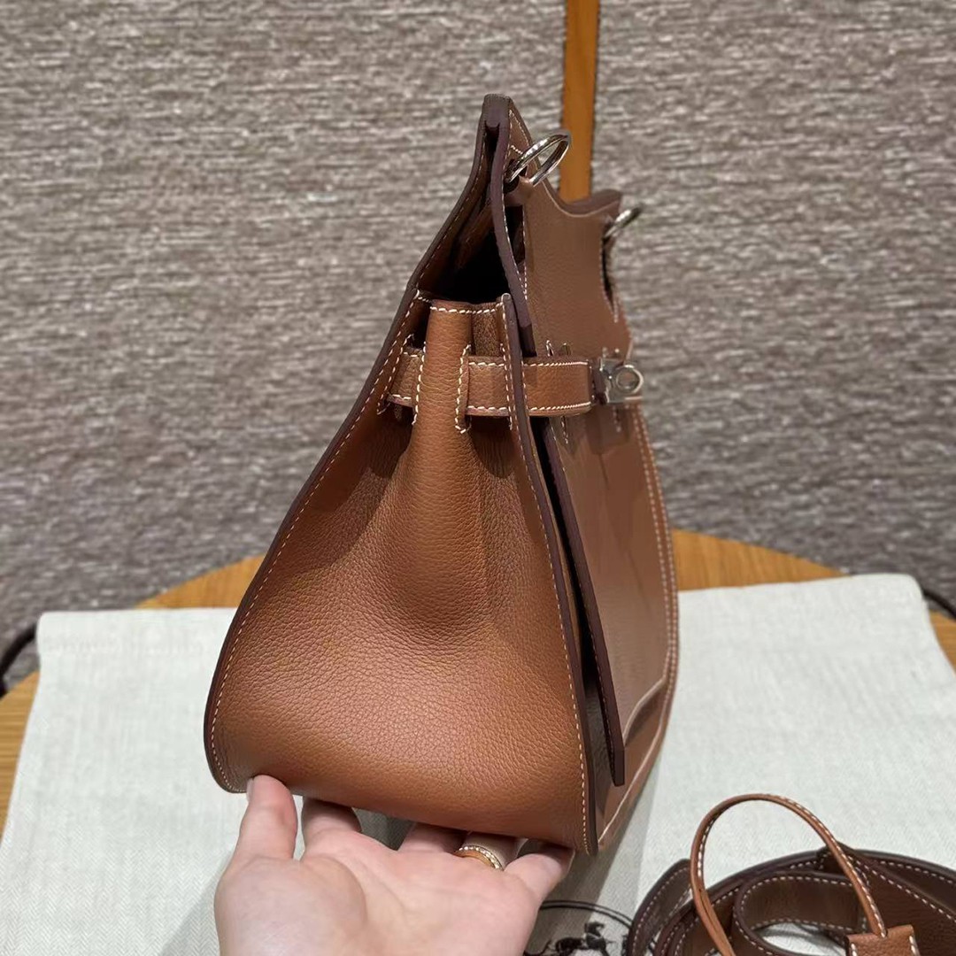 Hermes Jypsiere 28 Bag Handmade In Evercolor Calfskin Leather Silver Hardware 37 Gold - Image 18