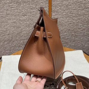 Hermes Jypsiere 28 Bag Handmade In Evercolor Calfskin Leather Silver Hardware 37 Gold - Image 17