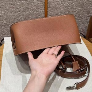 Hermes Jypsiere 28 Bag Handmade In Evercolor Calfskin Leather Silver Hardware 37 Gold - Image 16