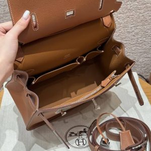 Hermes Jypsiere 28 Bag Handmade In Evercolor Calfskin Leather Silver Hardware 37 Gold - Image 15