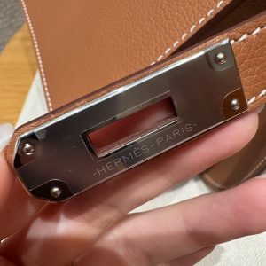 Hermes Jypsiere 28 Bag Handmade In Evercolor Calfskin Leather Silver Hardware 37 Gold - Image 14