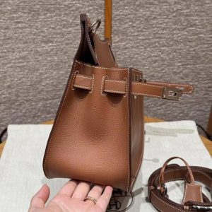 Hermes Jypsiere 28 Bag Handmade In Evercolor Calfskin Leather Silver Hardware 37 Gold - Image 11