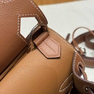 Hermes Jypsiere 28 Bag Handmade In Evercolor Calfskin Leather Silver Hardware 37 Gold - Image 7