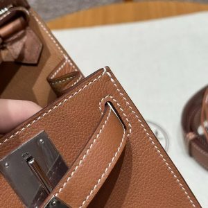 Hermes Jypsiere 28 Bag Handmade In Evercolor Calfskin Leather Silver Hardware 37 Gold - Image 6