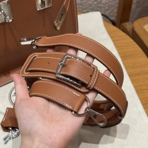Hermes Jypsiere 28 Bag Handmade In Evercolor Calfskin Leather Silver Hardware 37 Gold - Image 4