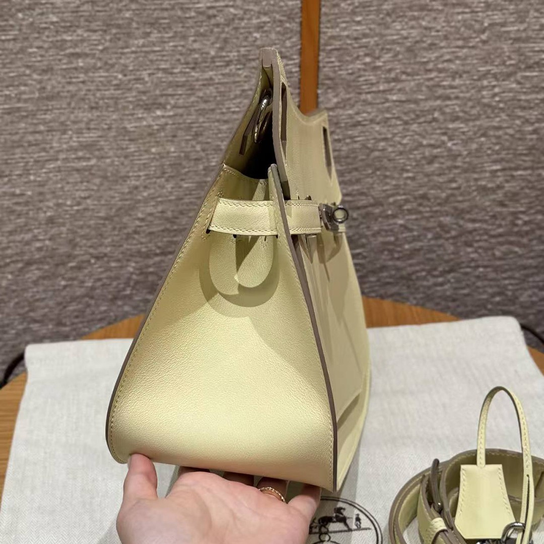 Hermes Jypsiere 28 Bag Handmade In Swift Calfskin Leather Silver Hardware i8 Jaune Milto - Image 18