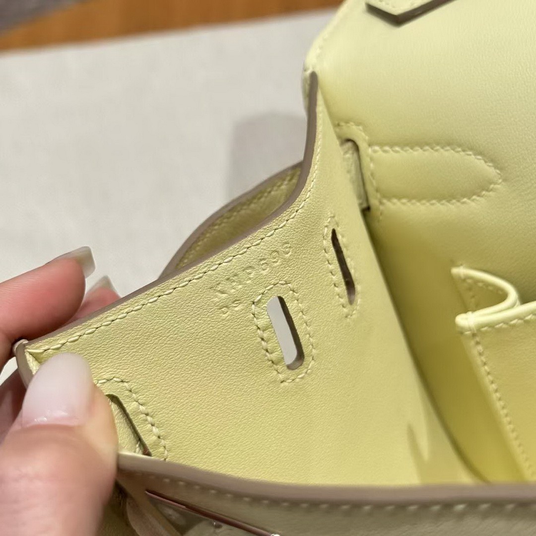 Hermes Jypsiere 28 Bag Handmade In Swift Calfskin Leather Silver Hardware i8 Jaune Milto - Image 12