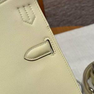 Hermes Jypsiere 28 Bag Handmade In Swift Calfskin Leather Silver Hardware i8 Jaune Milto - Image 10
