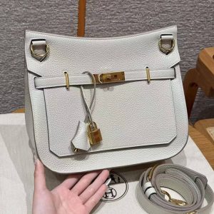 Hermes Jypsiere 28 Bag Handmade In Taurillon Clemence Leather Gold Hardware 10 Craie