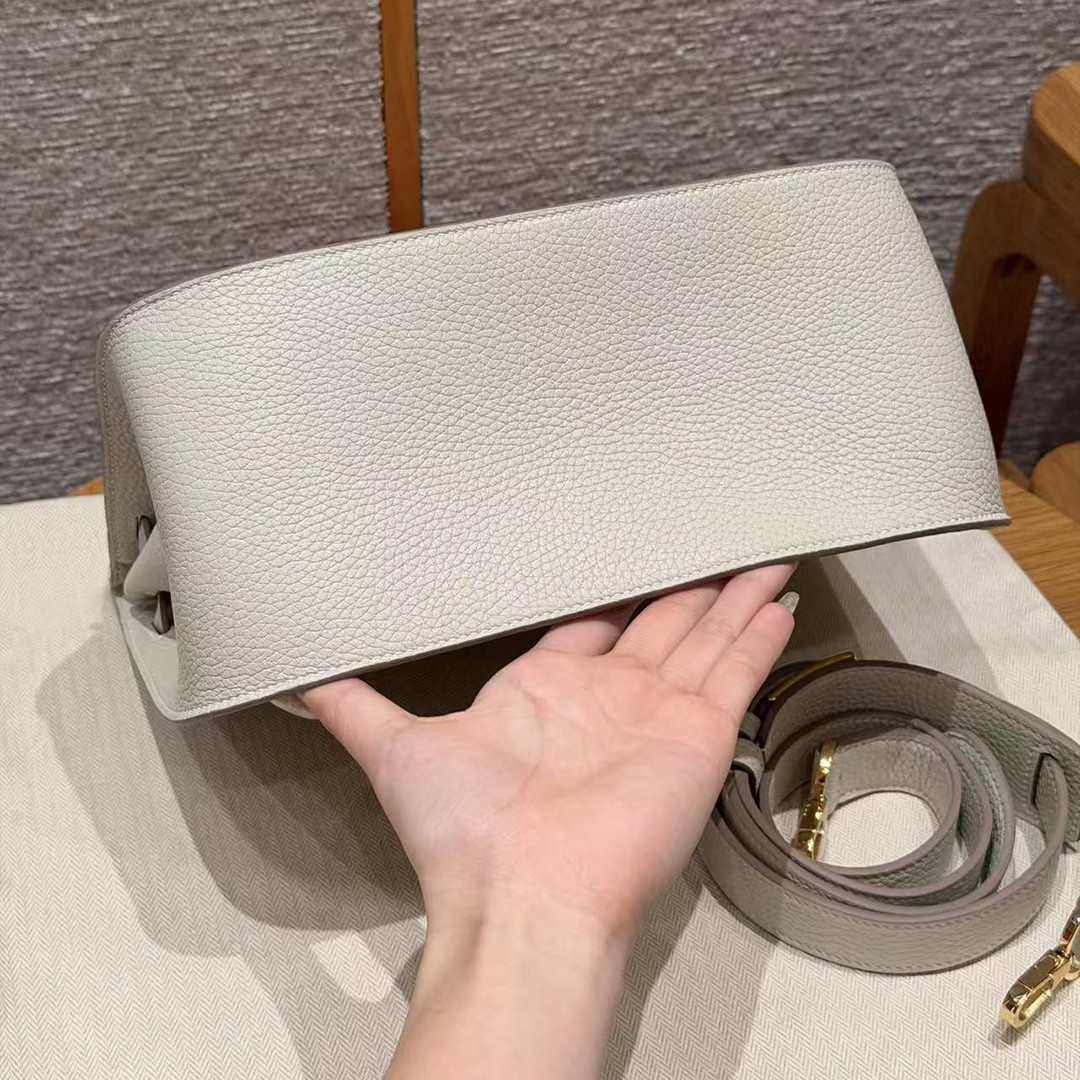 Hermes Jypsiere 28 Bag Handmade In Taurillon Clemence Leather Gold Hardware 10 Craie - Image 17