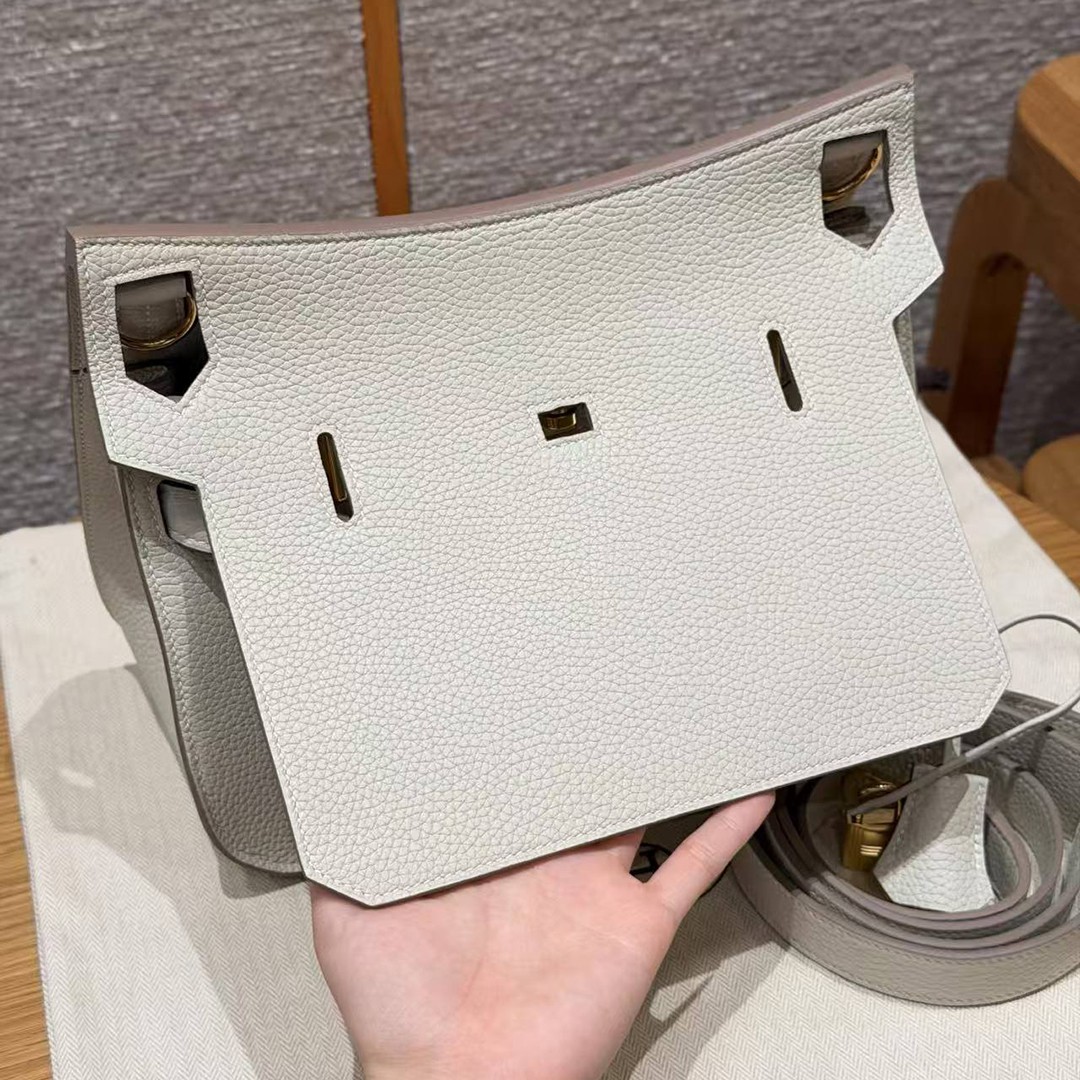 Hermes Jypsiere 28 Bag Handmade In Taurillon Clemence Leather Gold Hardware 10 Craie - Image 13