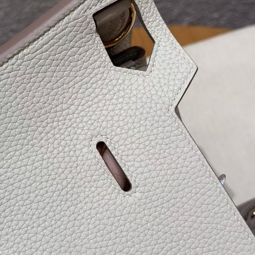 Hermes Jypsiere 28 Bag Handmade In Taurillon Clemence Leather Gold Hardware 10 Craie - Image 12