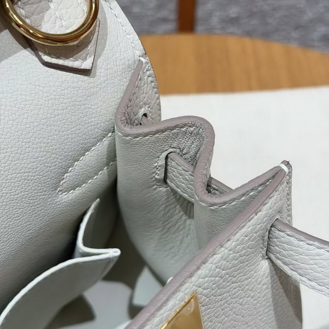 Hermes Jypsiere 28 Bag Handmade In Taurillon Clemence Leather Gold Hardware 10 Craie - Image 11