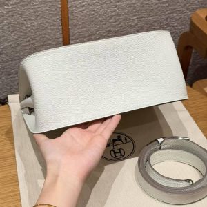Hermes Jypsiere 28 Bag Handmade In Taurillon Clemence Leather Silver Hardware 0T Mushroom - Image 14