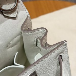 Hermes Jypsiere 28 Bag Handmade In Taurillon Clemence Leather Silver Hardware 0T Mushroom - Image 13