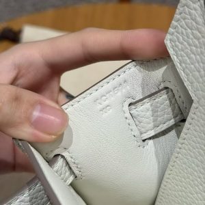Hermes Jypsiere 28 Bag Handmade In Taurillon Clemence Leather Silver Hardware 0T Mushroom - Image 12