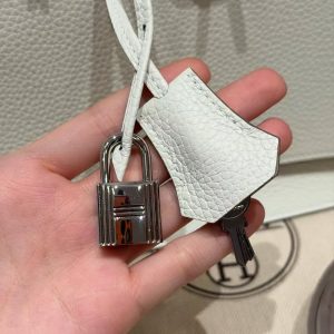 Hermes Jypsiere 28 Bag Handmade In Taurillon Clemence Leather Silver Hardware 0T Mushroom - Image 11