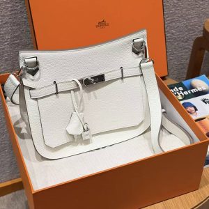Hermes Jypsiere 28 Bag Handmade In Taurillon Clemence Leather Silver Hardware 0T Mushroom - Image 10
