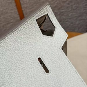 Hermes Jypsiere 28 Bag Handmade In Taurillon Clemence Leather Silver Hardware 0T Mushroom - Image 8