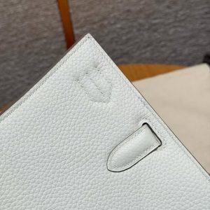Hermes Jypsiere 28 Bag Handmade In Taurillon Clemence Leather Silver Hardware 0T Mushroom - Image 6