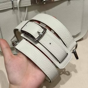 Hermes Jypsiere 28 Bag Handmade In Taurillon Clemence Leather Silver Hardware 0T Mushroom - Image 5