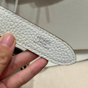 Hermes Jypsiere 28 Bag Handmade In Taurillon Clemence Leather Silver Hardware 0T Mushroom - Image 4