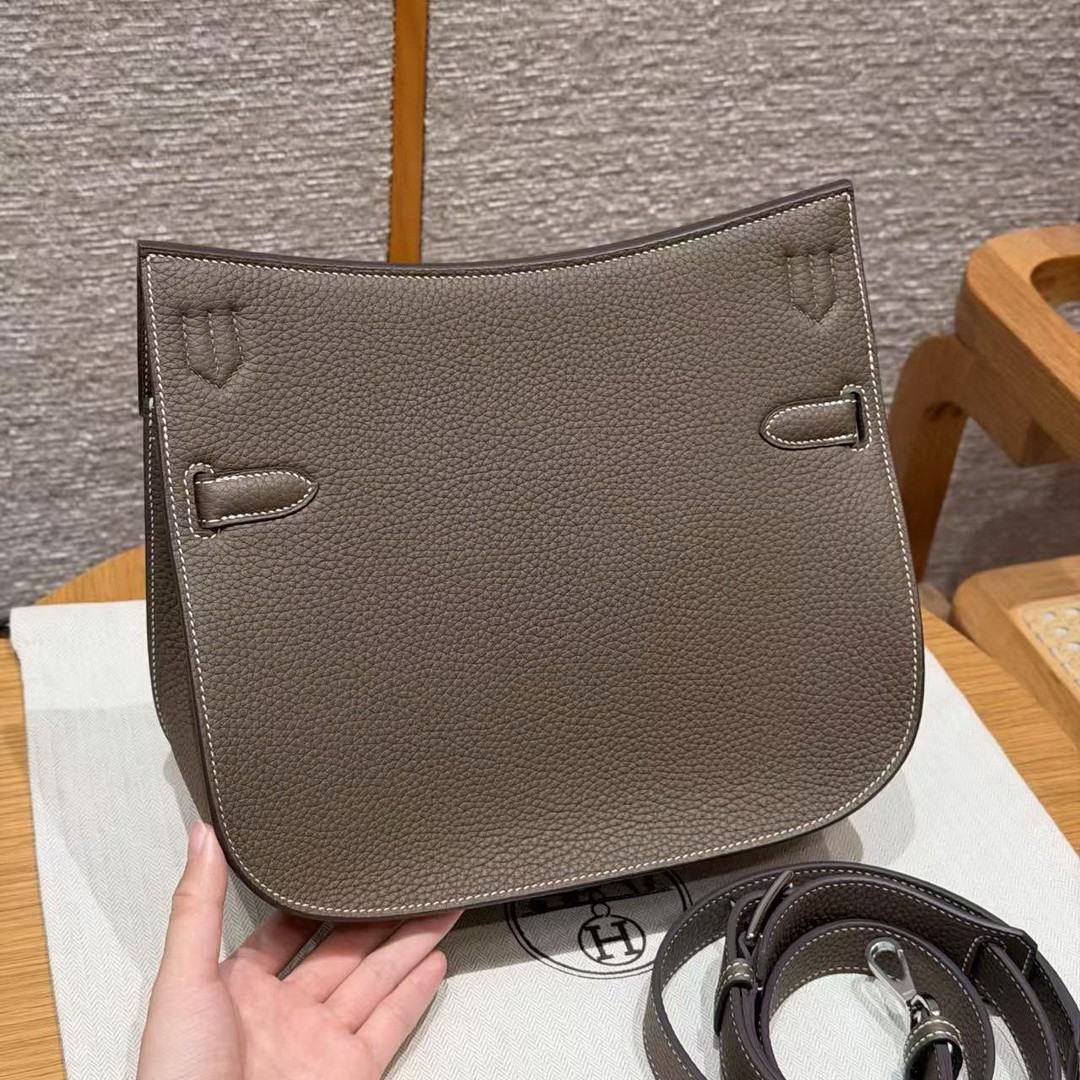 Hermes Jypsiere 28 Bag Handmade In Taurillon Clemence Leather Silver Hardware 18 Etoupe - Image 2