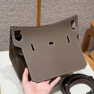 Hermes Jypsiere 28 Bag Handmade In Taurillon Clemence Leather Silver Hardware 18 Etoupe - Image 12