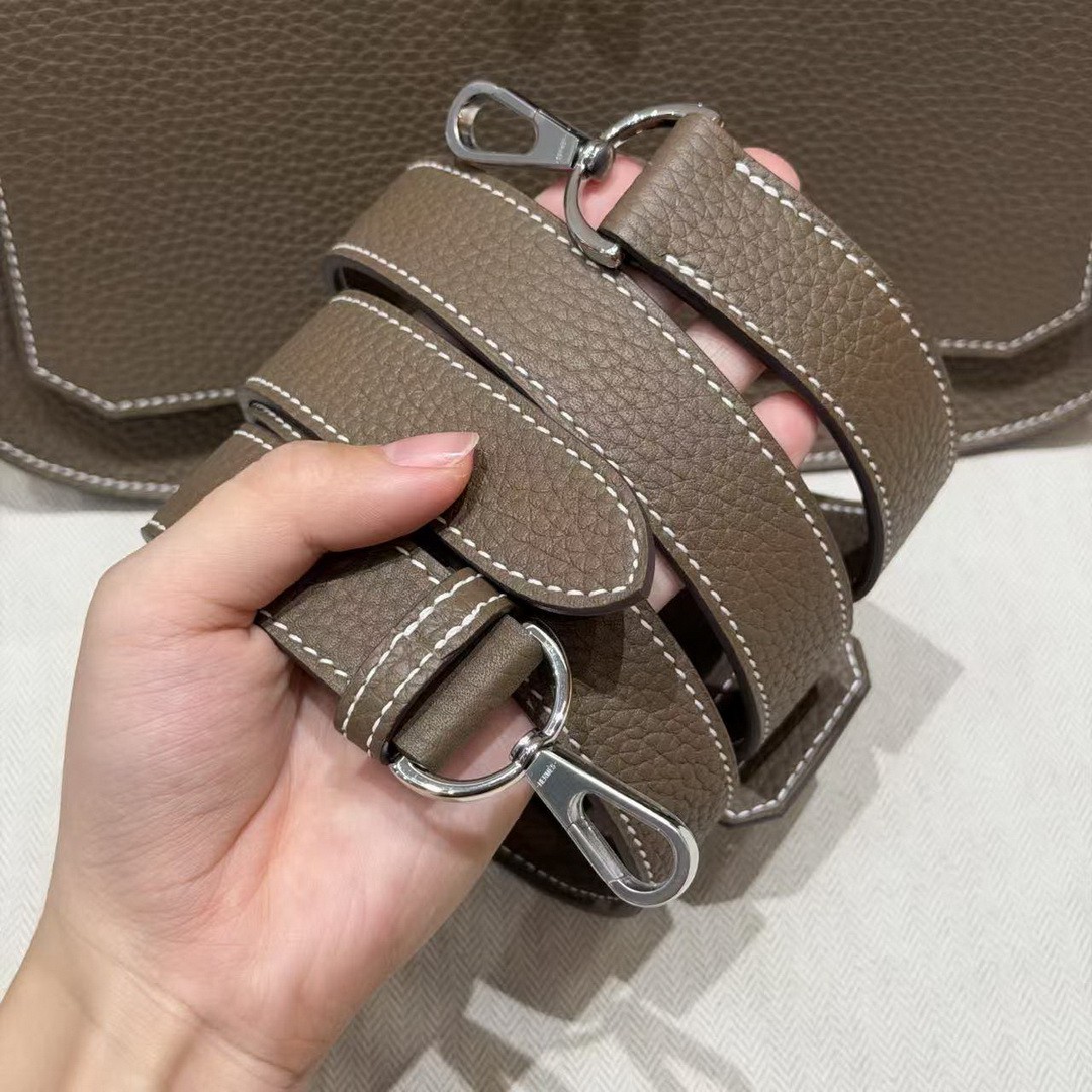 Hermes Jypsiere 28 Bag Handmade In Taurillon Clemence Leather Silver Hardware 18 Etoupe - Image 11