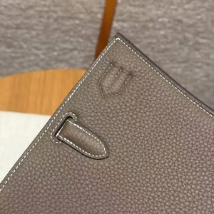 Hermes Jypsiere 28 Bag Handmade In Taurillon Clemence Leather Silver Hardware 18 Etoupe - Image 8