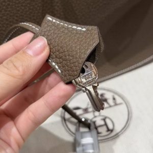 Hermes Jypsiere 28 Bag Handmade In Taurillon Clemence Leather Silver Hardware 18 Etoupe - Image 3