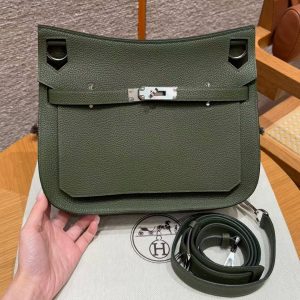 Hermes Jypsiere 28 Bag Handmade In Taurillon Clemence Leather Silver Hardware 61 Olive Green