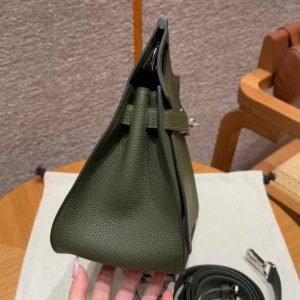 Hermes Jypsiere 28 Bag Handmade In Taurillon Clemence Leather Silver Hardware 61 Olive Green - Image 17