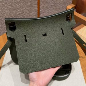 Hermes Jypsiere 28 Bag Handmade In Taurillon Clemence Leather Silver Hardware 61 Olive Green - Image 15