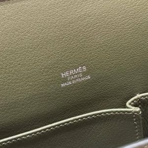 Hermes Jypsiere 28 Bag Handmade In Taurillon Clemence Leather Silver Hardware 61 Olive Green - Image 12