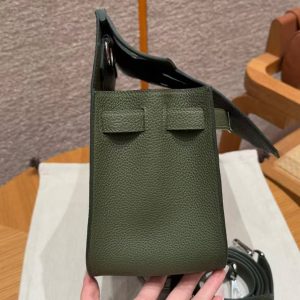 Hermes Jypsiere 28 Bag Handmade In Taurillon Clemence Leather Silver Hardware 61 Olive Green - Image 11