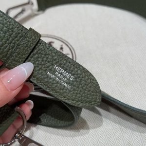 Hermes Jypsiere 28 Bag Handmade In Taurillon Clemence Leather Silver Hardware 61 Olive Green - Image 4
